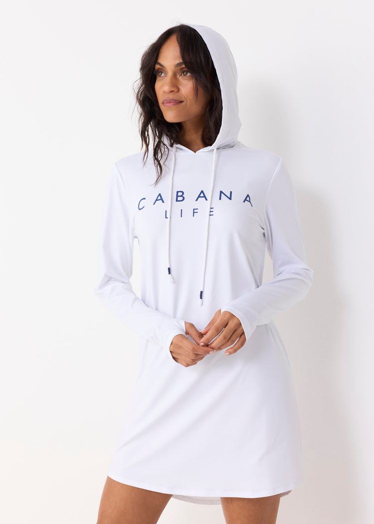 White Cabana Life Hoodie Dress