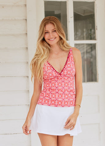 Coral Gables Reversible Embroidered Tankini Top