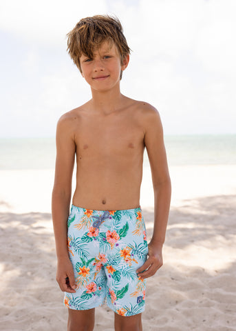 Boy wearing Boys Cayman Reversible Swim Trunks Regular