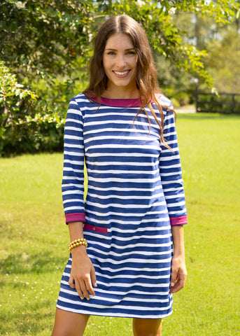 Woman wearing Boston Cabana Shift Dress