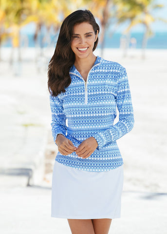 Batik Stripe Sport Zip Polo