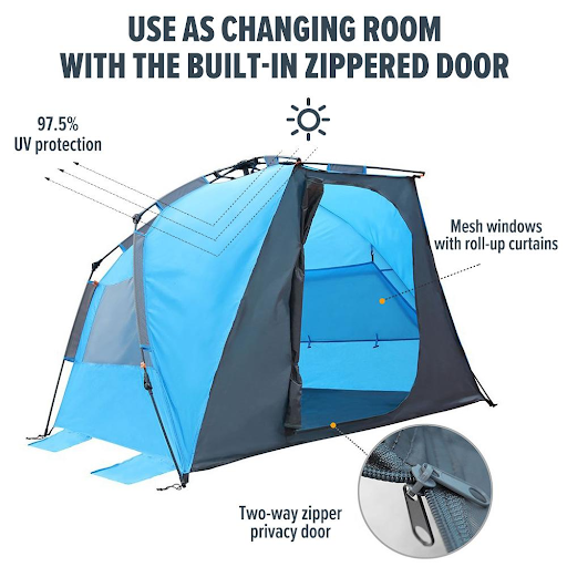 OutdoorMaster Pop Up Beach Tent XL - Easy Setup, Portable