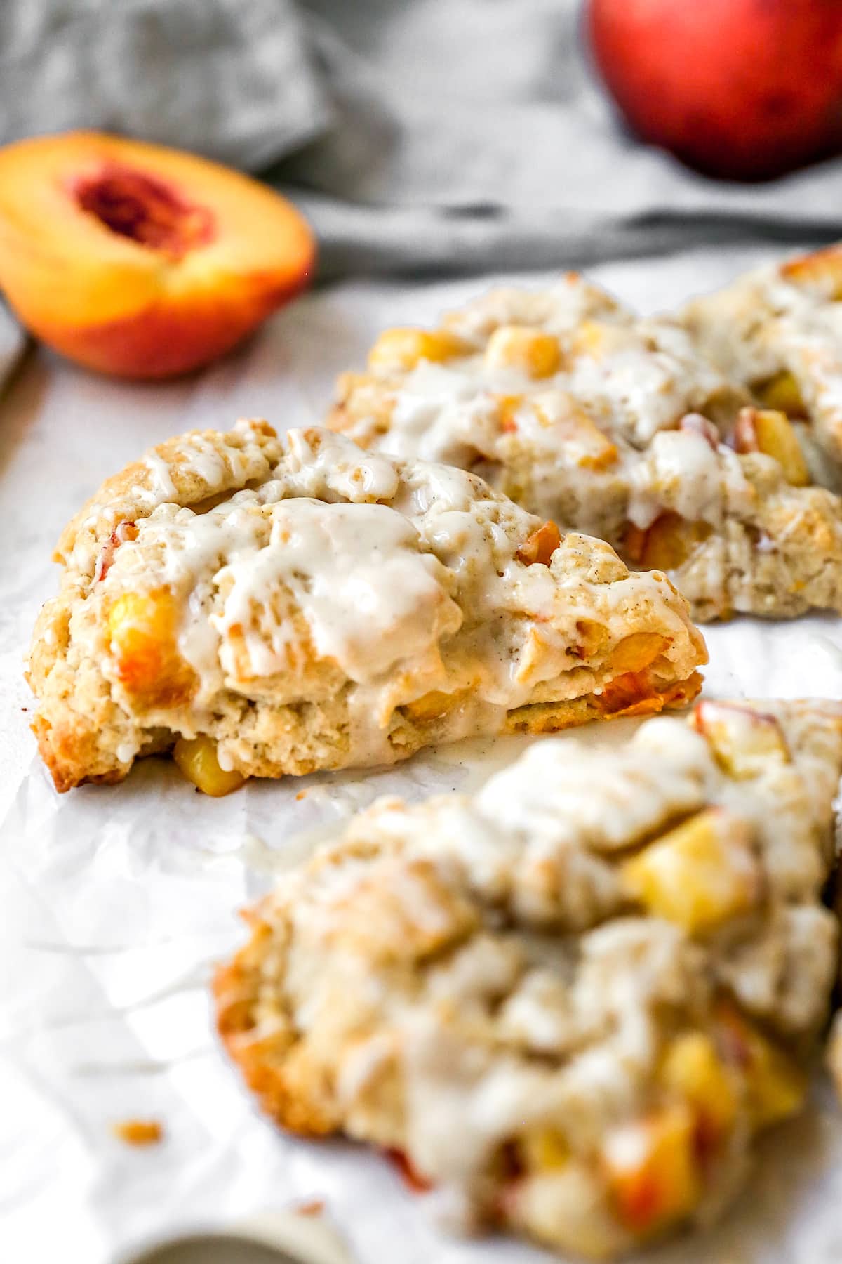 Peach scones with glaze